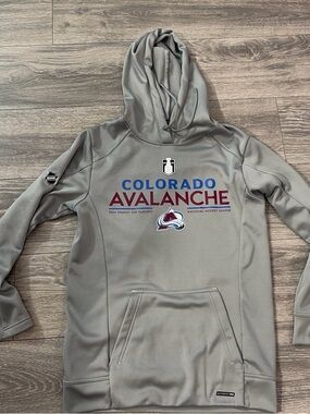 NHL Colorado Avalanche Gray Pullover Hoodie with Blue and Burgundy Accents